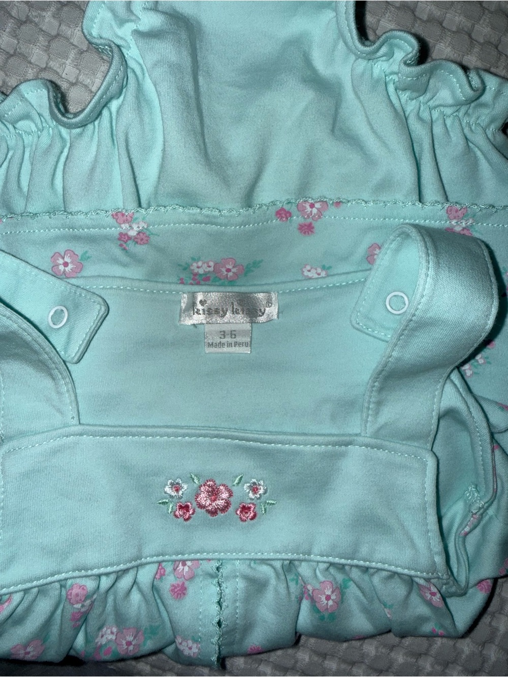 Kissy Kissy Mint Floral Sleeveless Baby Romper - Picture 5 of 5